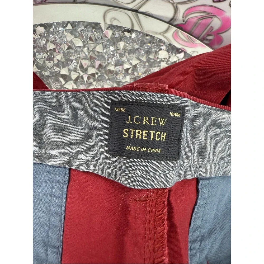 J. Crew stretch Men’s Flat Front Cotton-Blend Shorts in Deep Red
